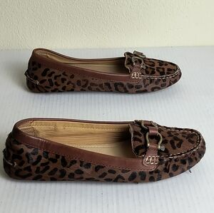 Sperry Top Sider 9M Brown and Black Leopard Print Loafers Driving Walking